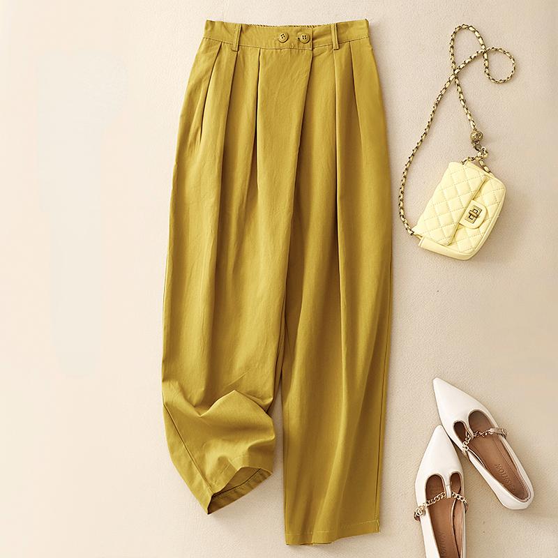 

DIMANAF 2024 Лето Большие размеры женские длинные брюки свободные шаровары повседневные однотонные большие размеры M чёрный