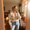 Women's Three-dimensional Cherry Decorated V-neck Knitted Cardigan Sweet Casual Top Commuter French Pastoral Knitted Jacket