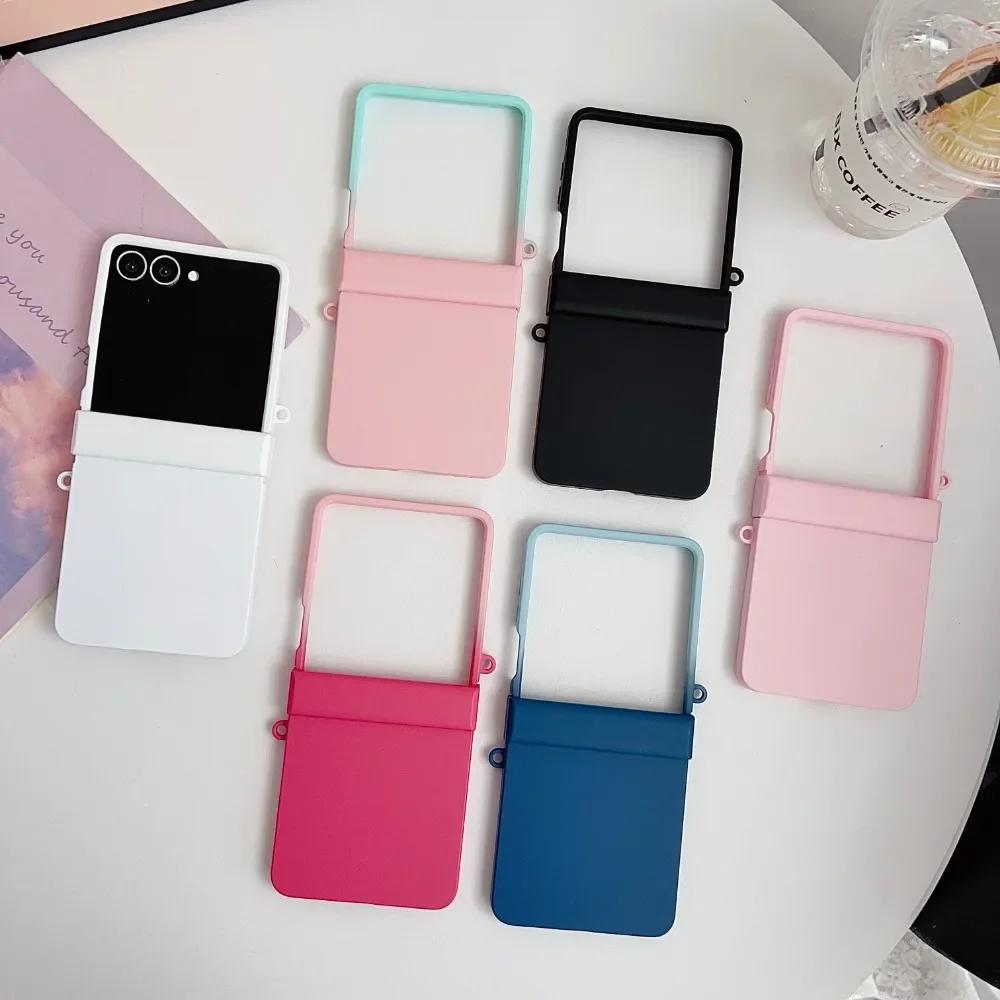 Luxury Matte Color Collision Case for Samsung Galaxy Z Flip 7 6 5 4 3 Zflip7 Gradient Double Color Hard Hinge Protective Cover