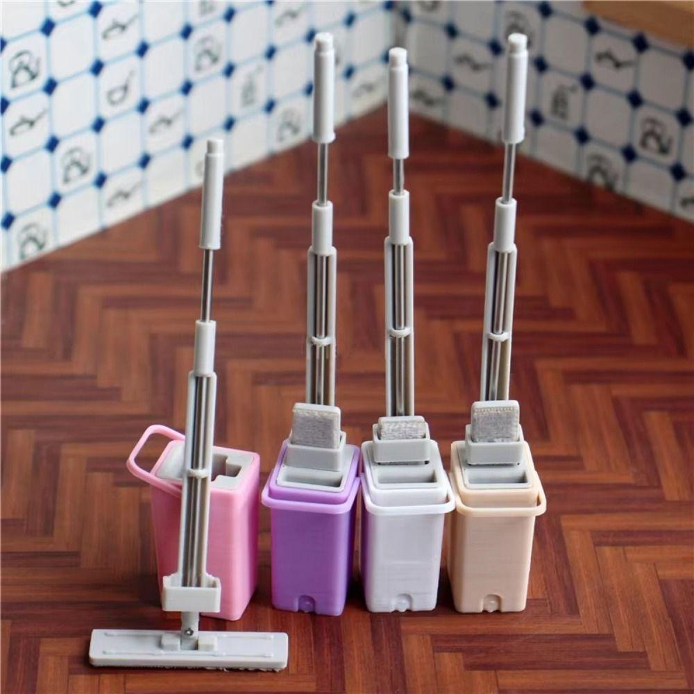 Pretend Play Miniature Cleaning Mop 1/12 Scale Doll Flat Mop Dollhouse Broom Mop  OB11 BJD
