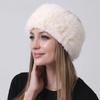 New Women Fluffy Warm Rabbit Fur Empty Top Hat Elastic Real Fur Hats for Women