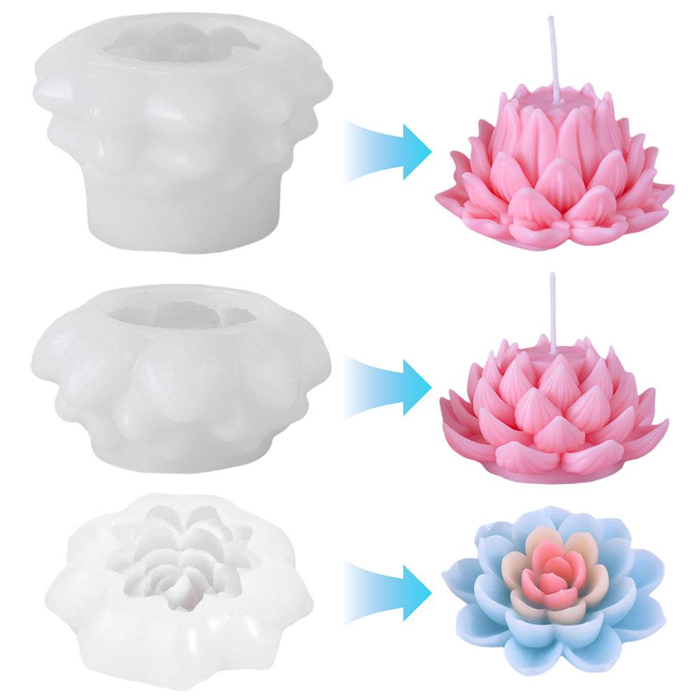 3D Lotusförmige Kerze Silikonform Lotus Kuchen Schokolade Silikonform Blume Pfingstrose Kerzenform Kleber Gips Handwerksform