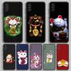 Maneki Neko Lucky Money Cat Phone Case For Samsung S23,23,22,30,21,10,9,Note20 Ultra,Lite,Ultra,5G,Plus,FE,Black Soft Case
