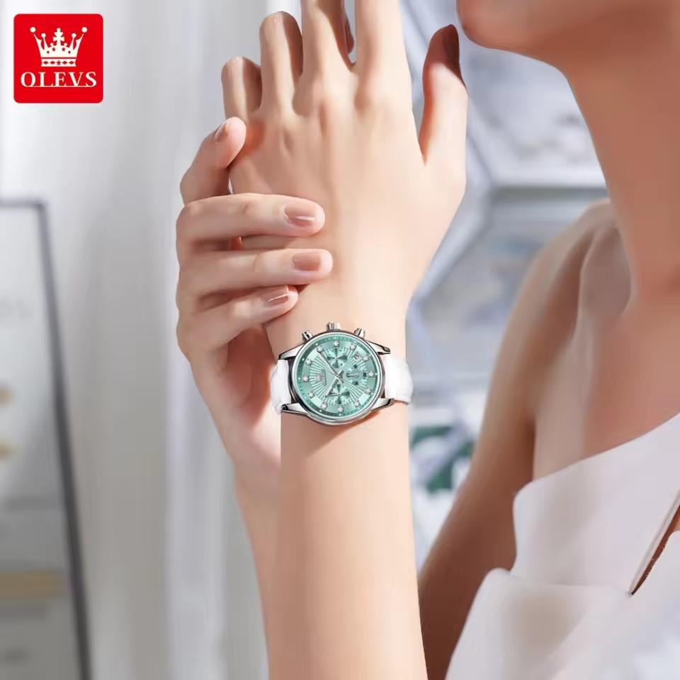 New Business Womens Watches Luxury Leather Chronograph Quartz Watch for Ladies Fashion Wristwatch Relogio Mujer