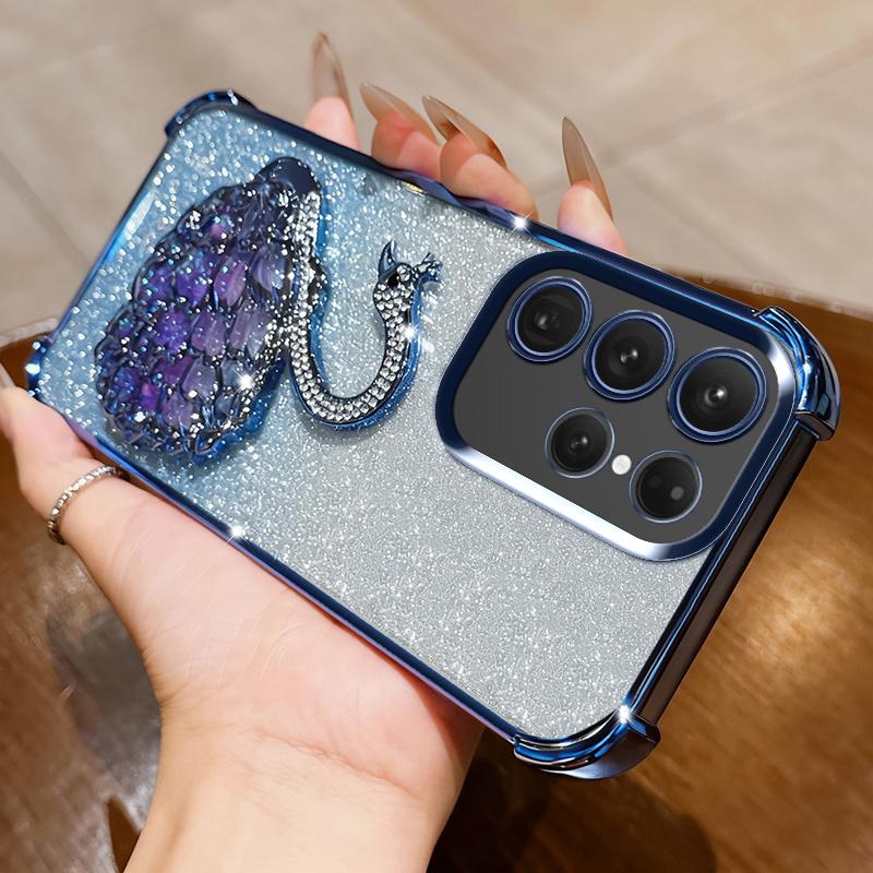 KEYSION Shockproof Plating TPU Phone Case for Samsung S24 S25 Ultra S25+ Glitter Jewelled Swan kickstand Cover for Galaxy S24 S25 FE 5G