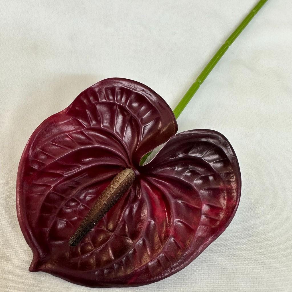 

Anthurium Flower Artificial Wedding Hotel Restaurant Room Wall Decoration Dark Red