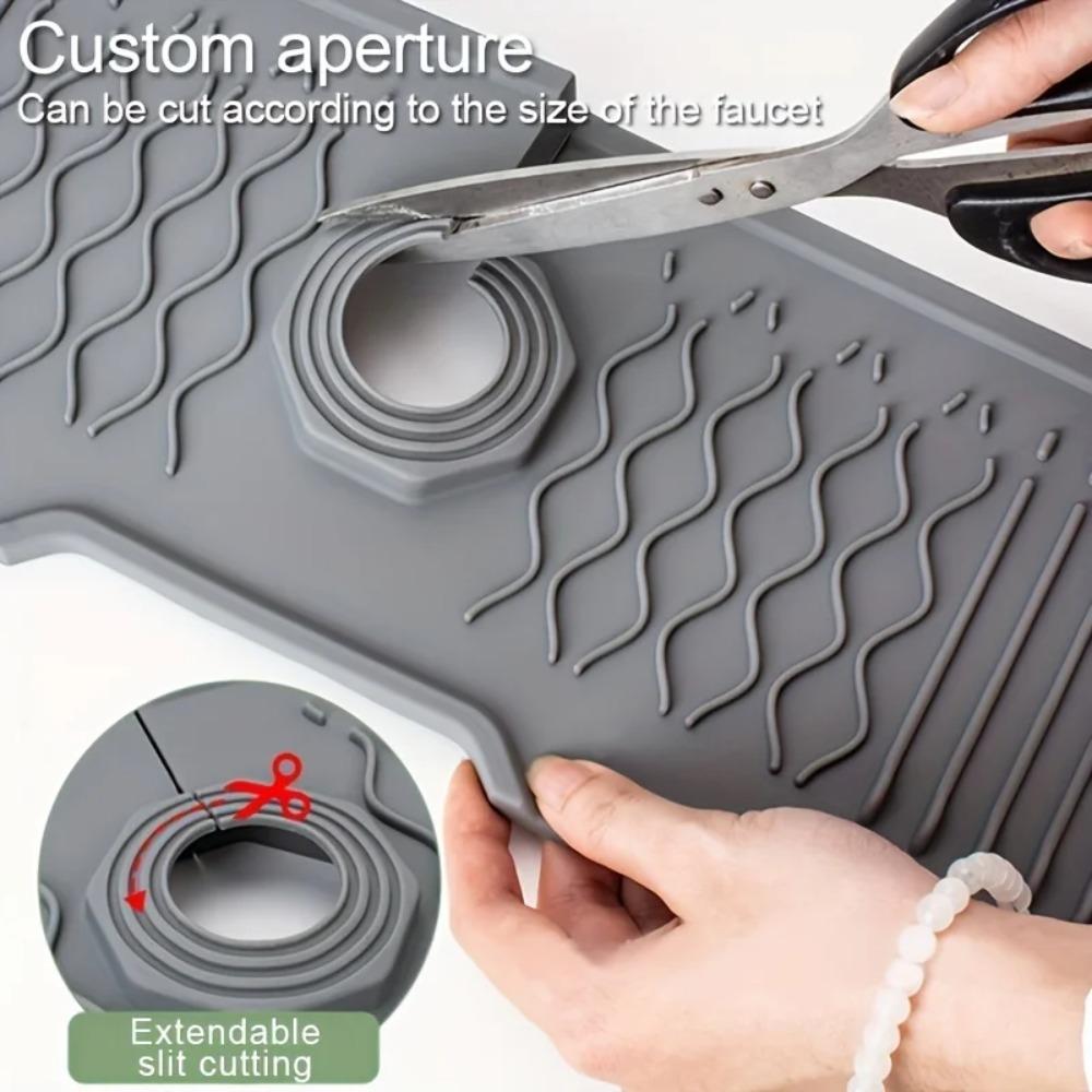 Silicone Kitchen Sink Splash Pad Slope Design Sink Protectors Mat Faucet Splash Guard  Bathroom