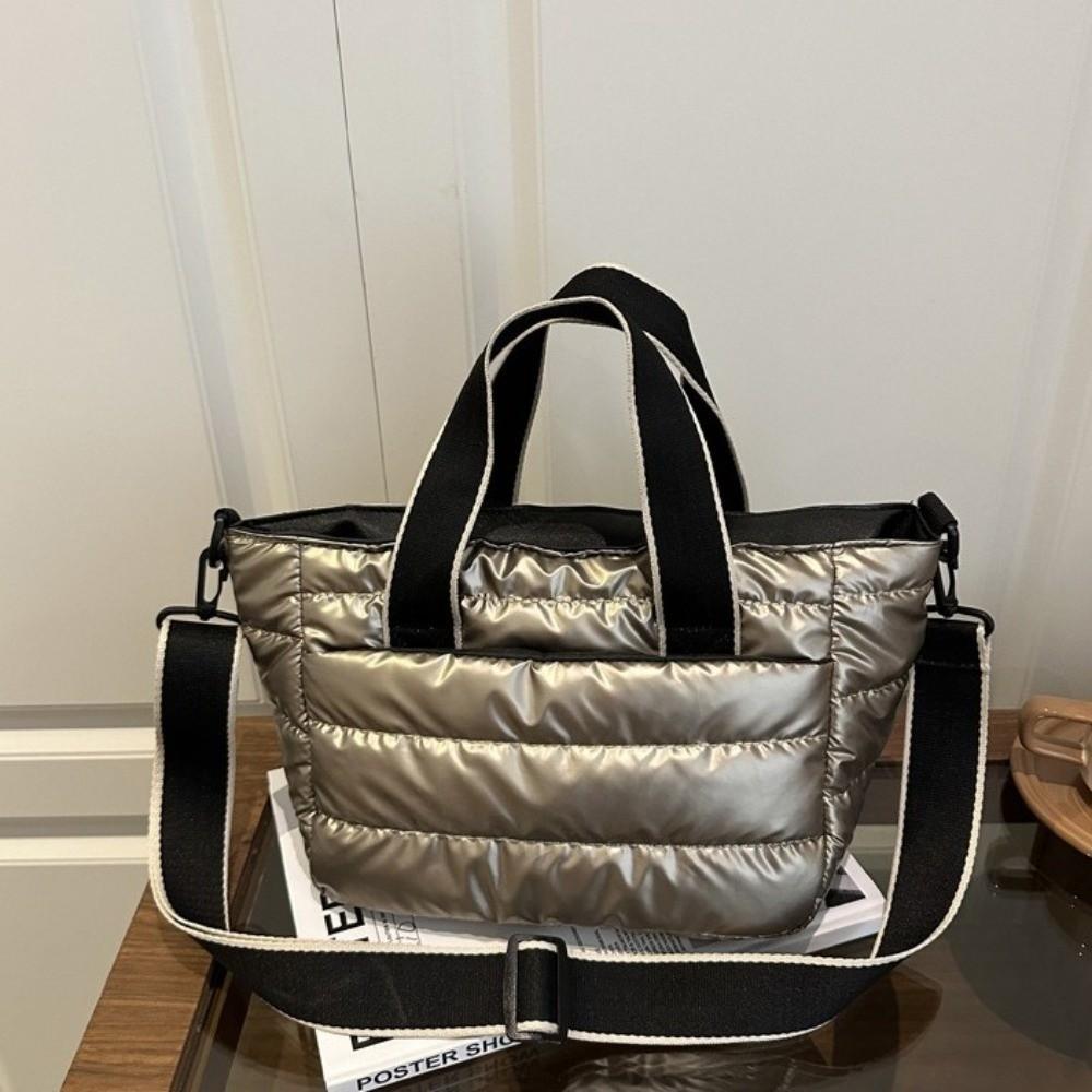 Large Capacity Puffer Tote Bag Space Cotton Multiple Pockets Lightweight Space Shoulder Bag Nylon Versatile