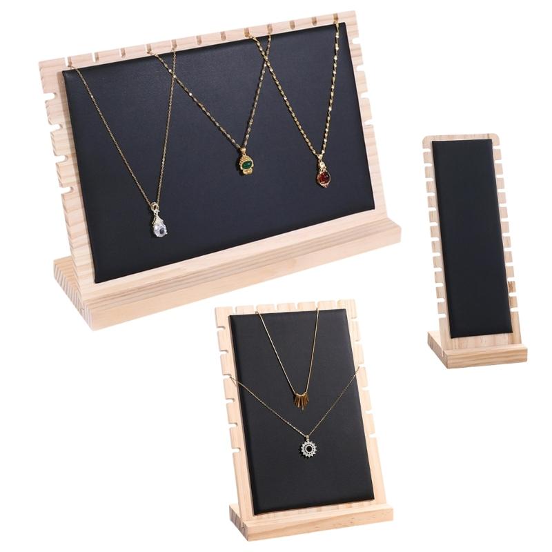 Pack of 3 Natural Wood Jewelry Organizers Stand for Necklace and Bracelet Presentation in Shops or Homes