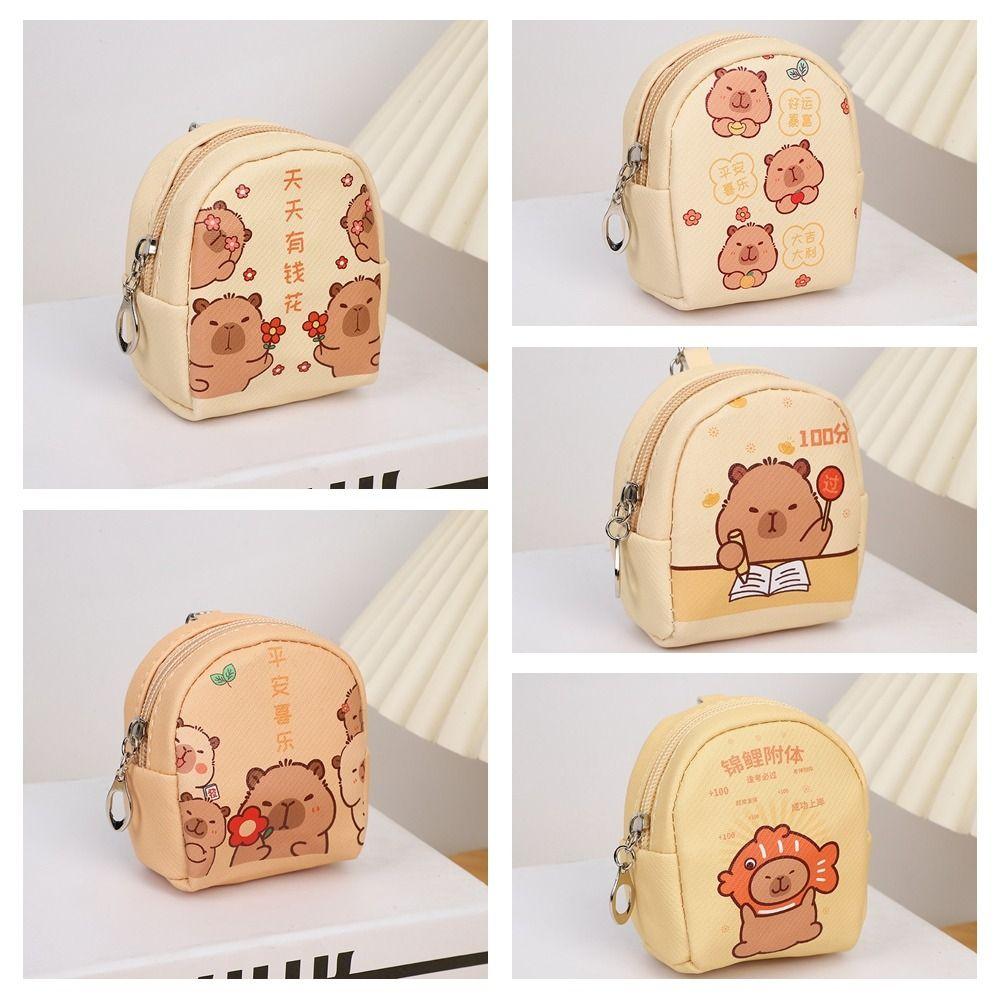 Small Capybara Coin Purse Pu Earphone Storage Bag Lovely Cartoon Leather Wallet Student