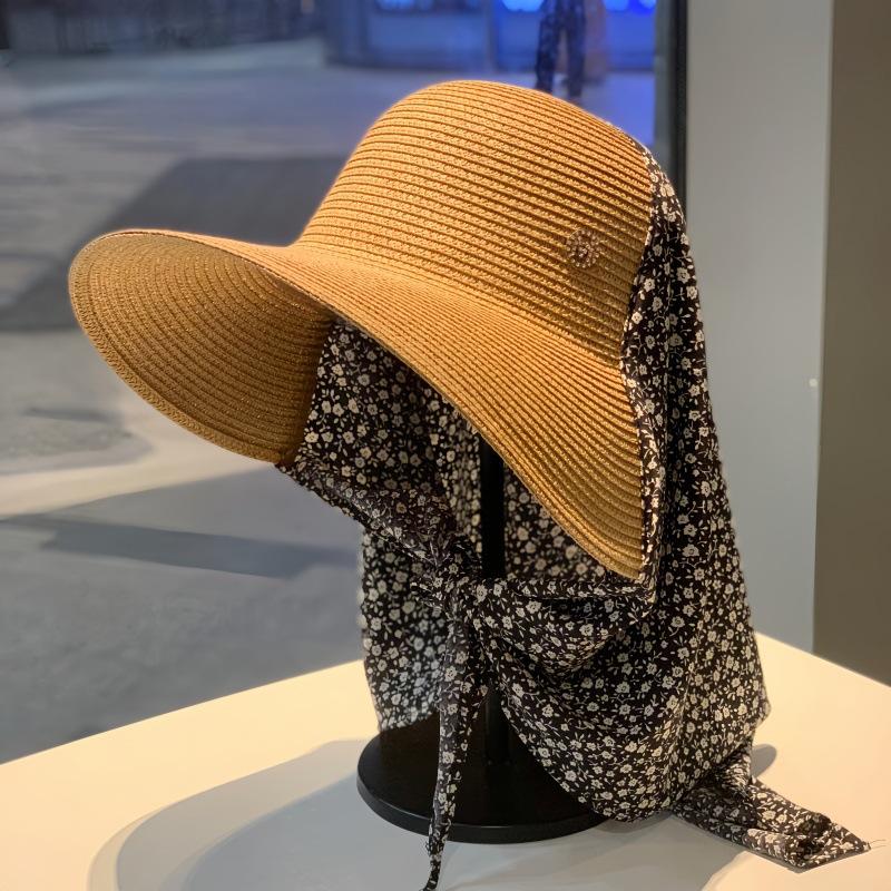 

Summer New Bandana Sun Hat, Women Outdoor Beach Straw Hat, Trendy UV Protection Travel Cap adjustable 54-61cm