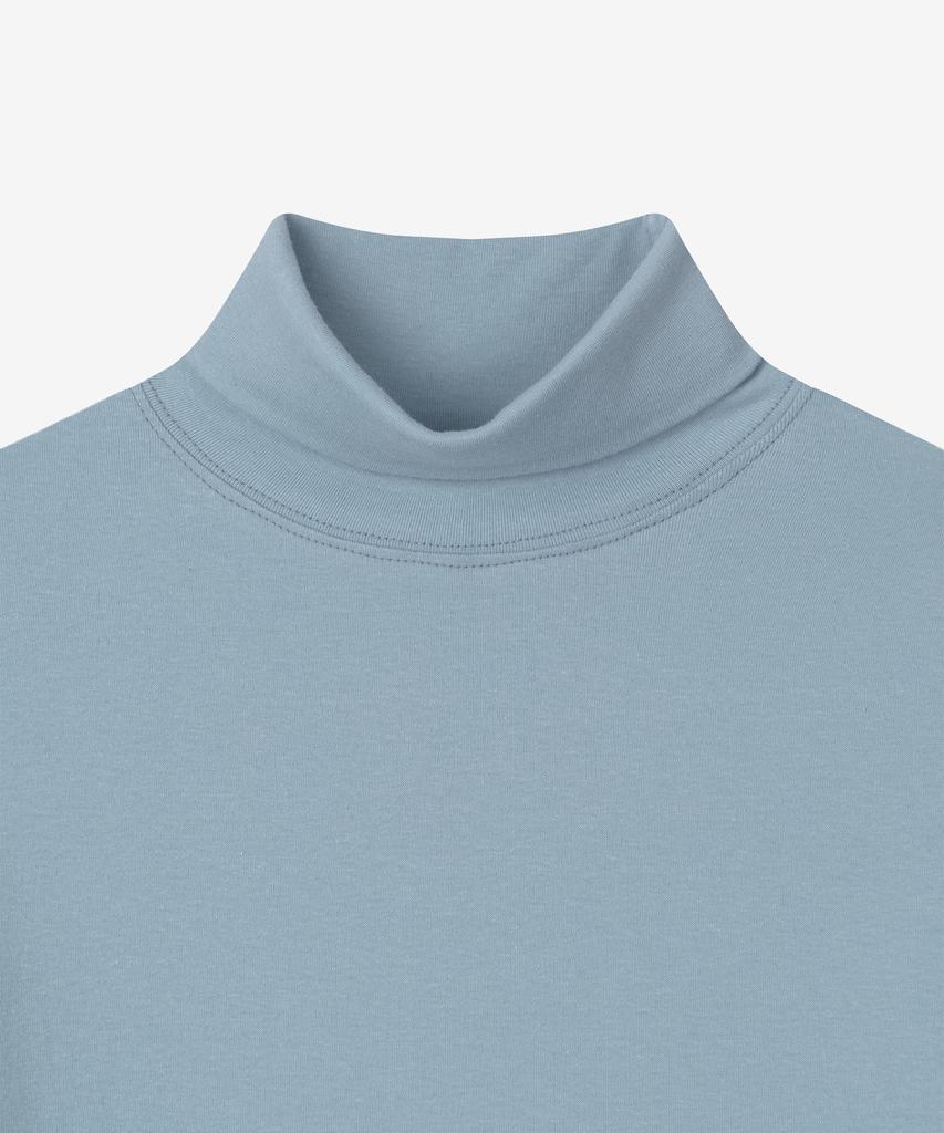 BASIKA Turtleneck Slit T-Shirt (Blue)
