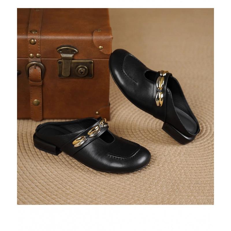 

Французские туфли-полусапожки на скрытой платформе, женские, 2025, новая летняя кожаная модель, туфли Мэри Джейн, сандалии, ленивые шлепанцы 35