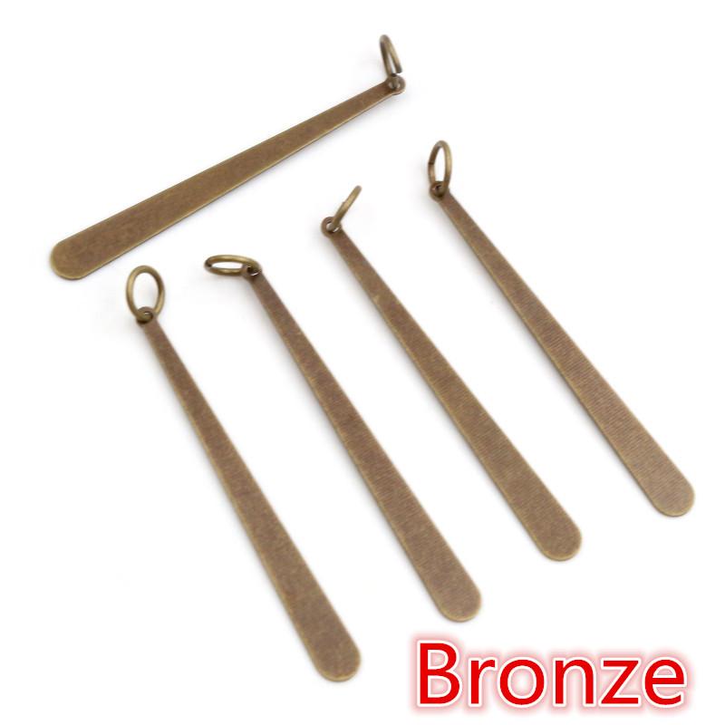 

20pc/lot 38x4mm 5 colors Long Flat Drop Strip with jump rings for Earrings findings necklace pendant charms jewelry making бронзовый