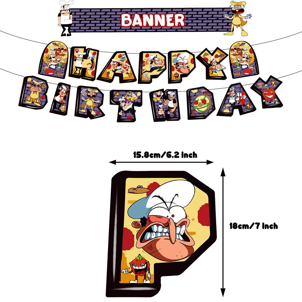 New 32pcs Pizza Game Birthday Party Decoration Include Banner Balloons Cake Topper