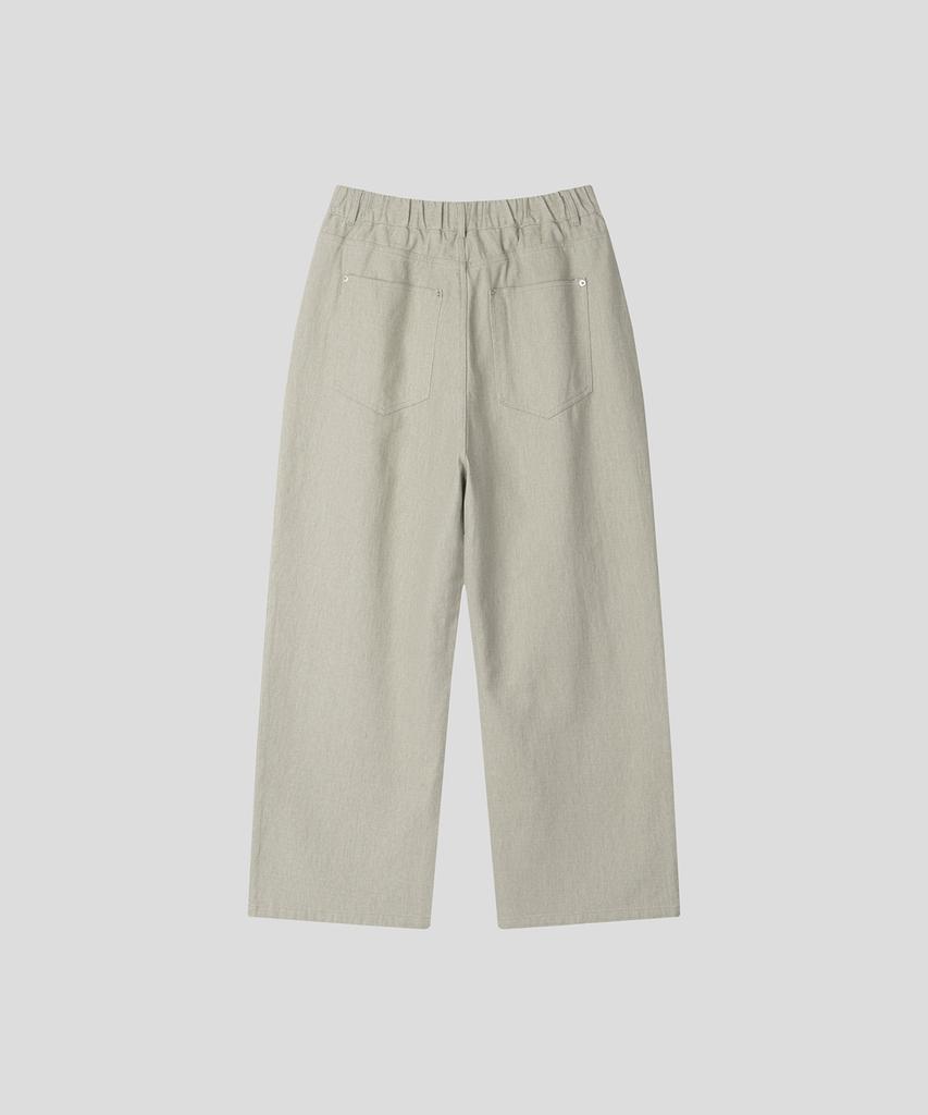 BLACK MOMENT Balloon Fit Pintuck Wide Cotton Pants [Khaki Brown]