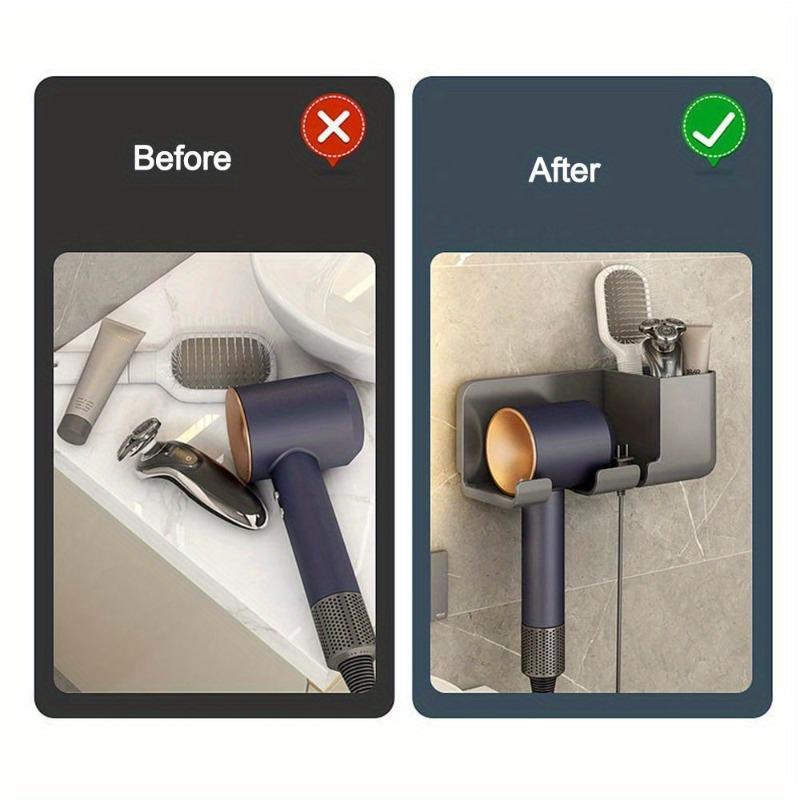 Držák fénu s úložným boxem Podpora fénu Organizér na fén Multifunkční stojan na holicí strojek a fén Stojan na žehličku na vlasy