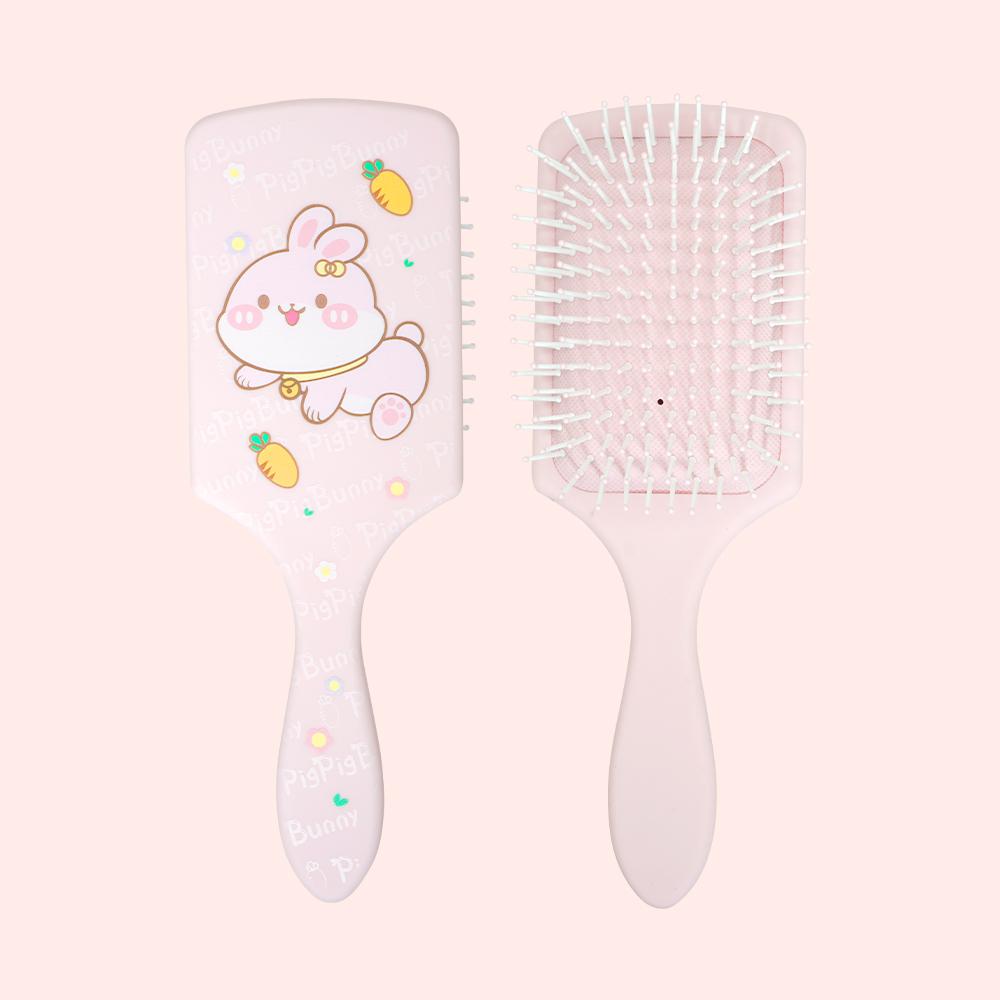 Cute Pig & Rabbit Family Air Cushion Comb - Soft Massage Bristles, Lovely Cartoon Design for Girls & Daily Hair Care