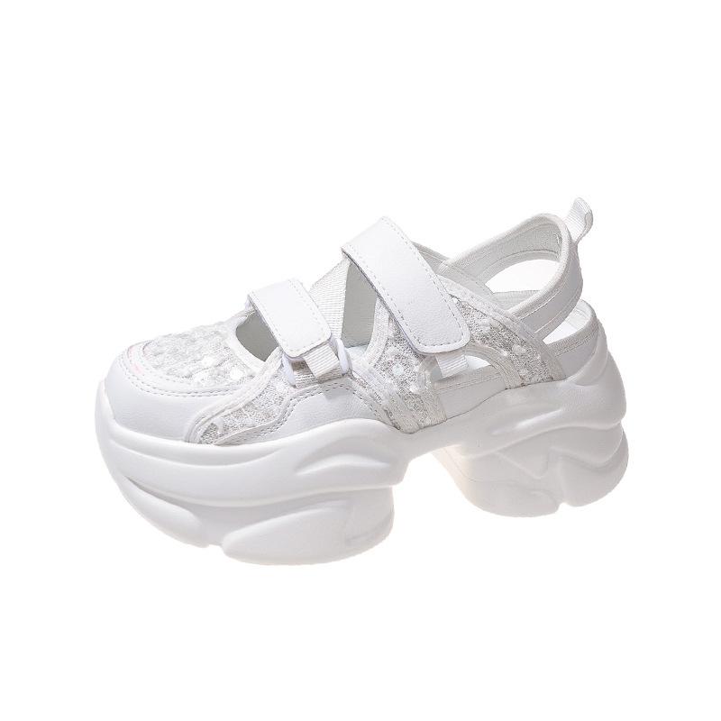

Summer heightening dad shoes women 2025 new hollow mesh thick sole lightweight breathable versatile casual sports sandals 39 белый