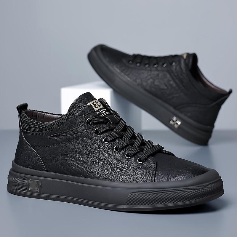 Модные трендовые мужские кроссовки повседневные кожаные мужские туфли легкие — фото 6