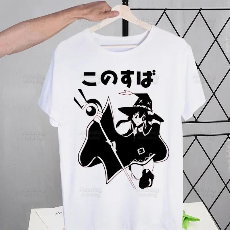 KonoSuba Megumin Kono Subarashii Kazuma Tshirts Men Shirt Harajaku Mens Clothing Summer Streetwear Casual Tee Short Sleeve Tops