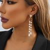 Elegant And Simple Asymmetric Pearl Tassel Earrings For Women