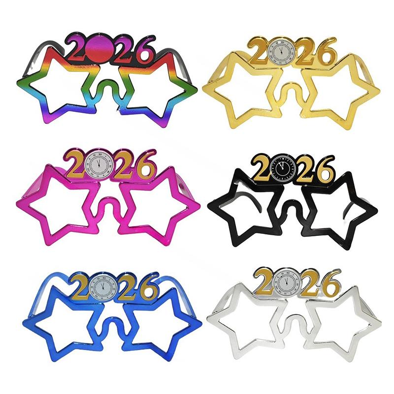 2026 Number Eyeglasses Happy Year Glasses Diamond Glitter Sunglasses Cosplay Prop Xmas Party Decoration Funny Glasses