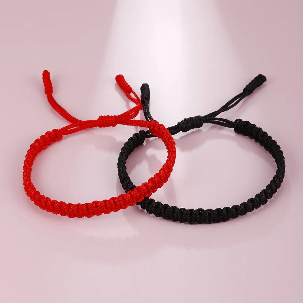 Handmade Braid String Bracelets For Women Red Black Woven Rope Adjustable Knots Bracelet Men Wrist Strap Friendship Jewelry