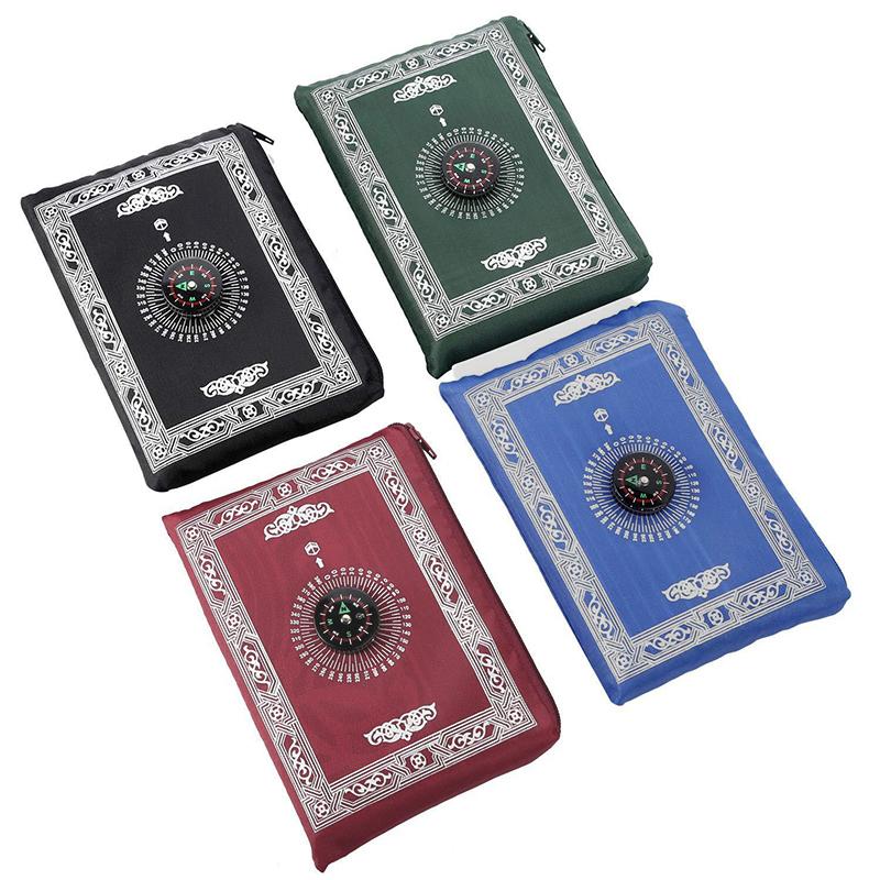 1PC Pilger-Gebetsteppich Ramadan-Geschenk Reise-Gebetsteppich Tragbarer Polyester Muslimischer wasserdichter Gebetsteppich 5 Farben