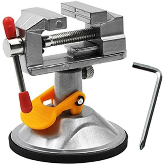 TopHomer Silver Nailed Vise Mini Bench Vise 360 Degree Suction Vise Small Table Vice Clamp Workbench Vise for Jewelry Making DIY Wood Craft Carving