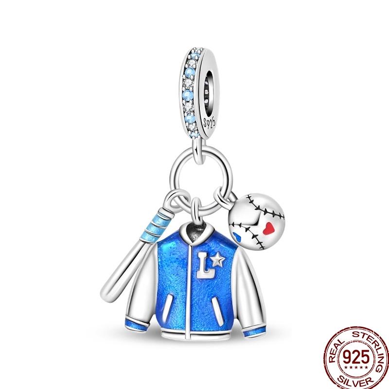 925 Silver Sports Charm Bracelet DIY For Women Ice Skates Basketball Tennis Badminton Volleyball Beads Fine Jewelry