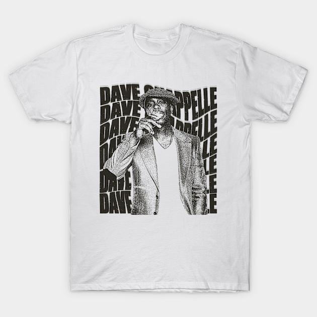 

Men Black Print T-shirt Retro Black White Dave Chappelle No-Cut Transfer Paper Print Cotton Tshirt L білий