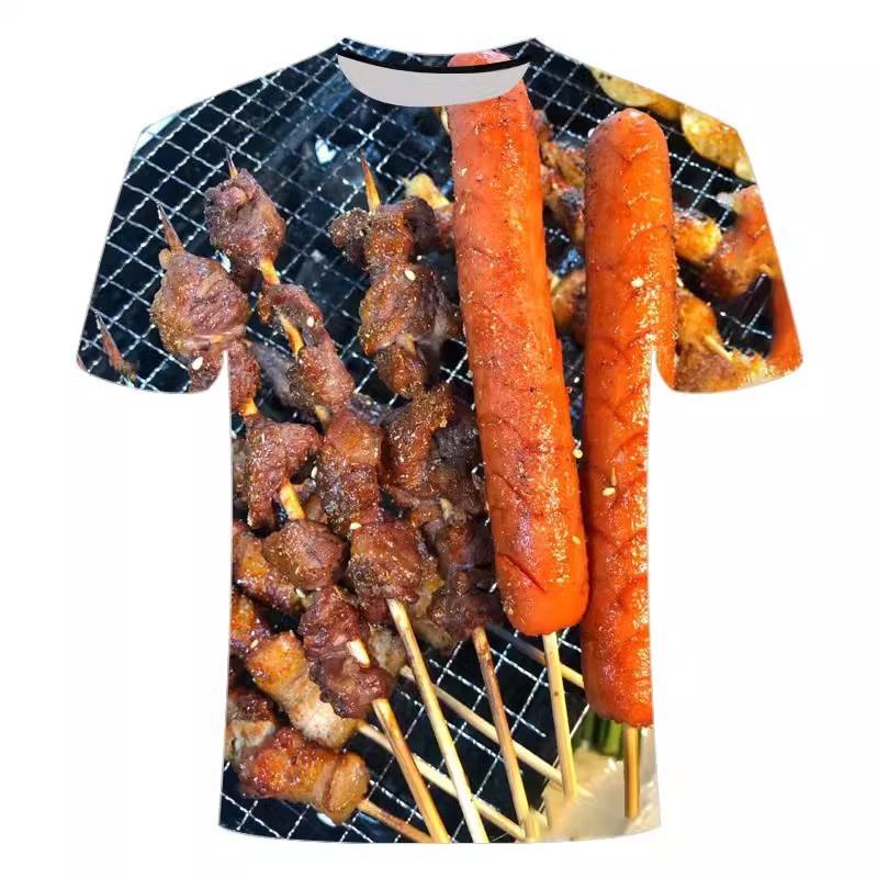 

Food Barbecue Graphic T Shirt for Men Clothing Funny 3D XXS