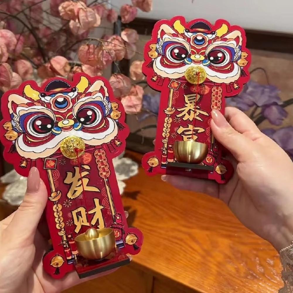 Home Decor Dopamine Magnetic Doorbell Lion Dance Spring Festival Auspicious Bell