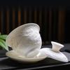 White Porcelain Kung Fu Tea Set White Jade Relief Tureen Ceramic Business Gift Simple Portable Dragon and Phoenix Cups Gaiwan