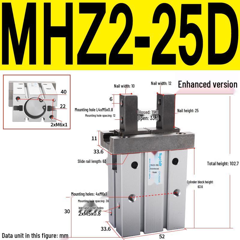 MHZL2 Pneumatic Finger Cylinder Parallel Manipulator Gripper MHZ2/HFZ Series