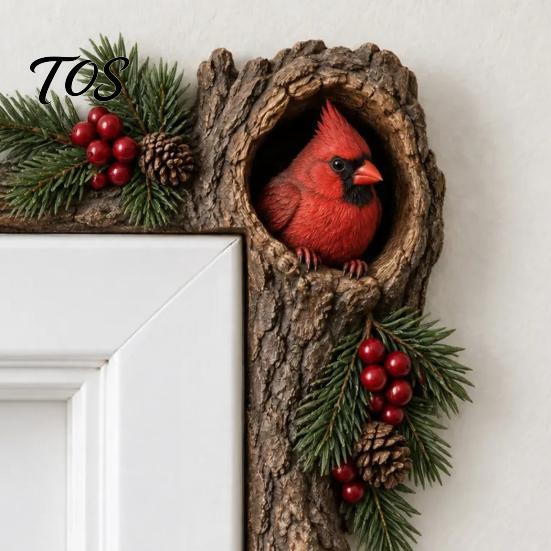 Whimsical Home Entryway Decor Chipmunk Tree Hollow Door Topper, Squirrel Owl Wooden Frame Sign, Decorative Hole Ornament Animals Corner Ornament,