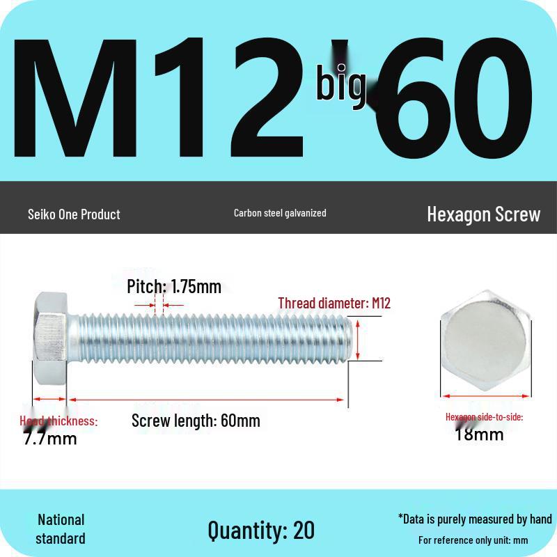 8.8 Grade Galvanized Hex Head Bolt, High-Strength M4-M30