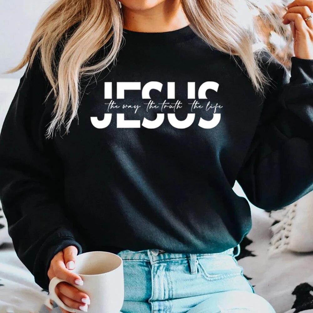 Jesus Sweatshirt Christian Hoodie Religious Bible Verse Sweater Motivational Christian Faith Outfit Trendy Crewneck Sweatshirts Unisex Hoodie