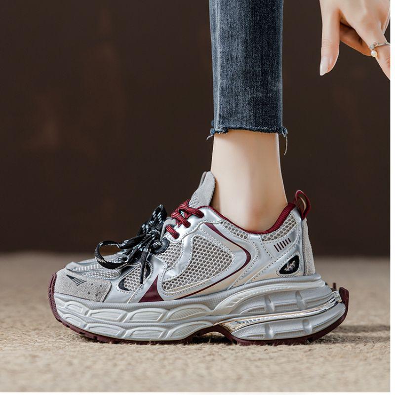 

Платформенные кроссовки для папы, увеличивающие рост, осенние новые дышащие универсальные легкие нескользящие повседневные спортивные туфли 40 бордовый