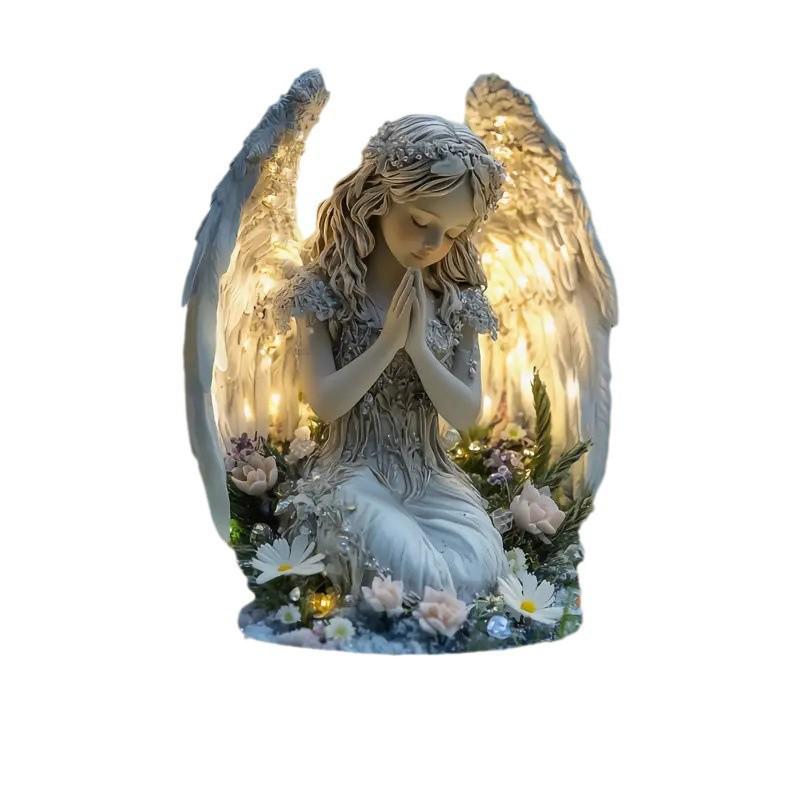 Peaceful Radiant Angel Statue - Serene Desktop or Home Decoration