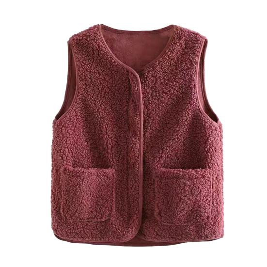 Sherpa Fleece Vest for Women Warm Sleeveless Jacket Cozy Zip Up Coat with Pockets Fall Winter Outerwear