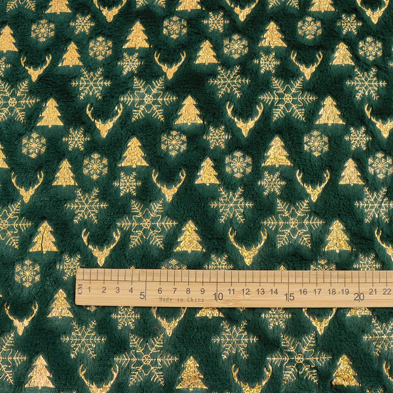 PV Velvet Gold Stamping Fabric for Autumn & Winter - Ideal for Christmas Tree, Plush Snowflake Clothing, Shoes, Hats, Luggage, and Toys.