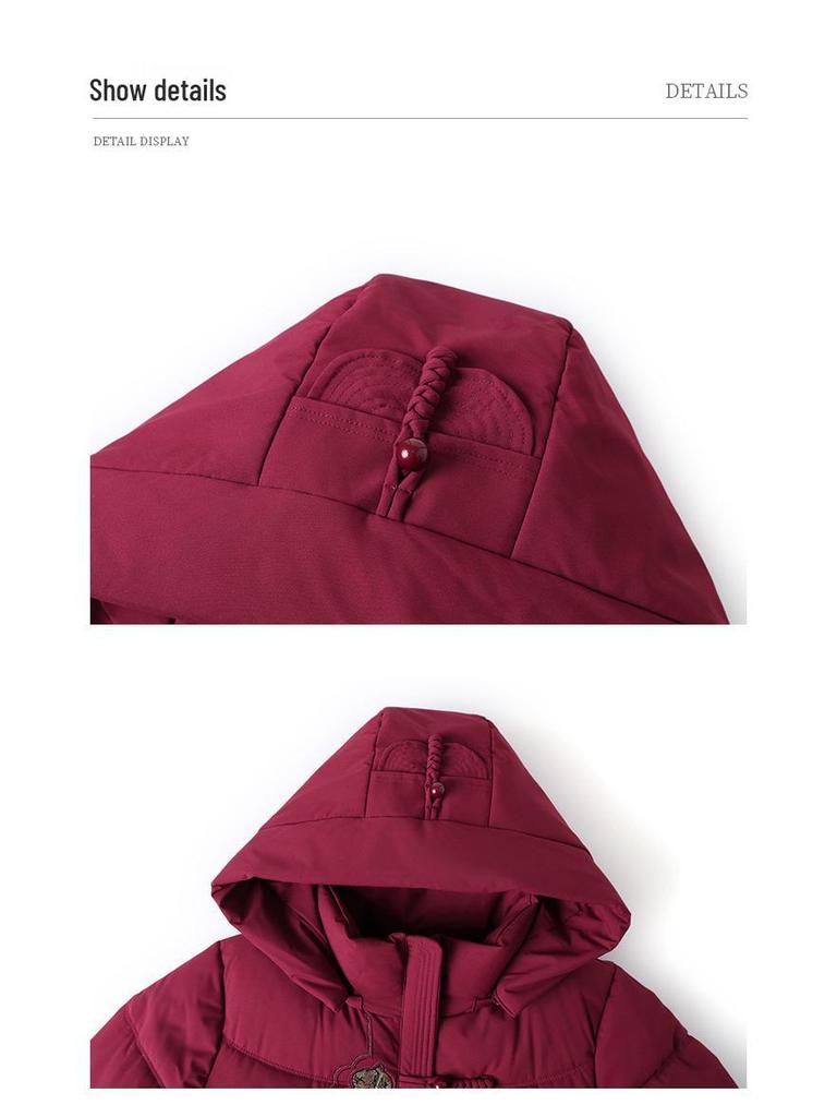 Chinese Mom's Winter Jacket: Thickened Fleece-Lined Coat for Middle-Aged & Elderly Women, 2025 Warm Cotton Outerwear