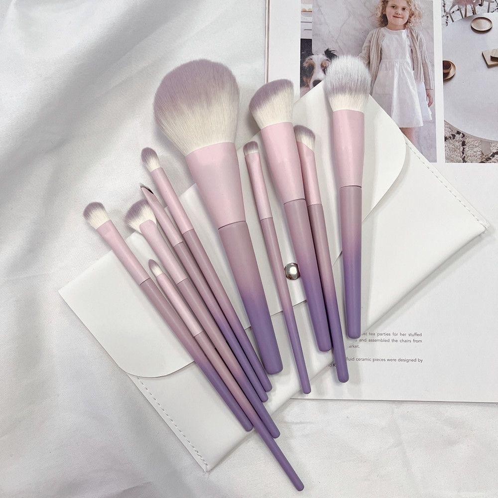 10Pcs Purple Makeup Brush Set, Loose Powder Brush Eyeshadow Brush