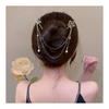 FASELE Hair Stick Hairpin, Single Prong, Double Hairpin with Fringe Chain, Simple Metal, for Coming-of-Age Ceremonies, Formal Kimono (Furisode,