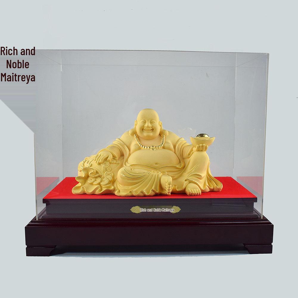 Luxury Maitreya Plush Golden Buddha Statue: Altar, Display & Office Decor, Crafts, Business Gifts, Opening Ceremonies, Wealth Attraction. Rich Maitreya