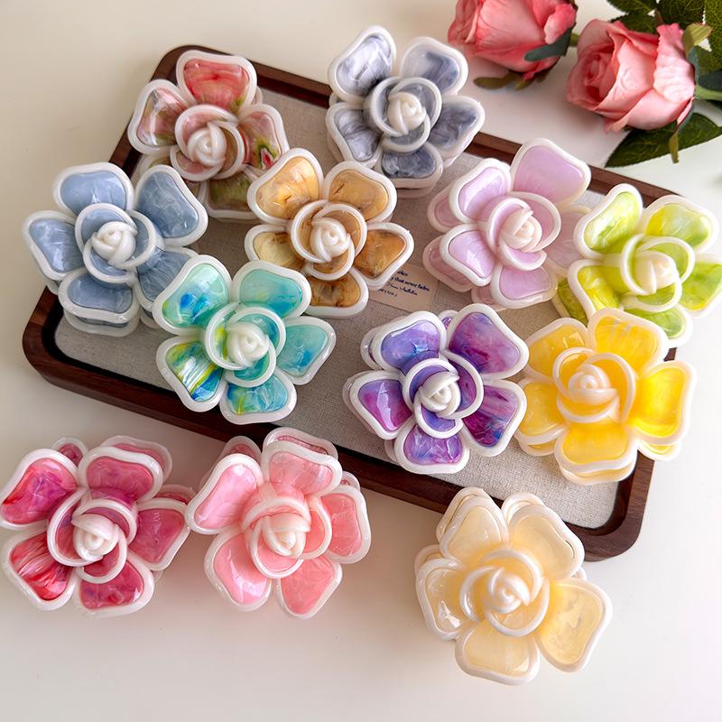 Flower Hair Clip French Style Elegant Women Flower Hair Claw Clip Hairpin Grab Clip Barrettes Headwear Hairgrip Hair Accessories
