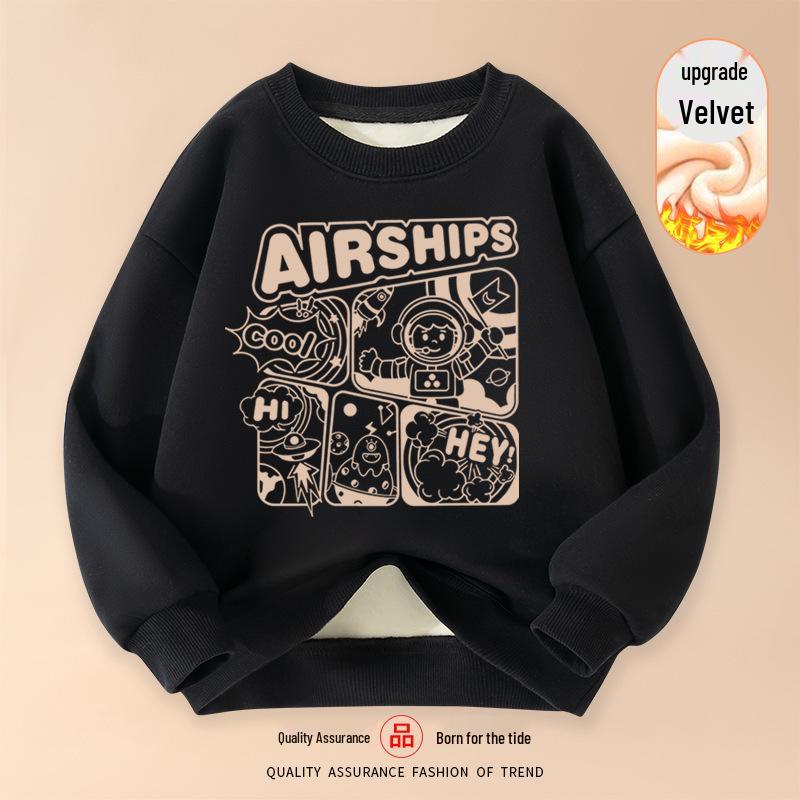 2025 Boys' Stylish Autumn Pullover Sweatshirt - Long Sleeve Round Neck Top for Middle and Big Kids