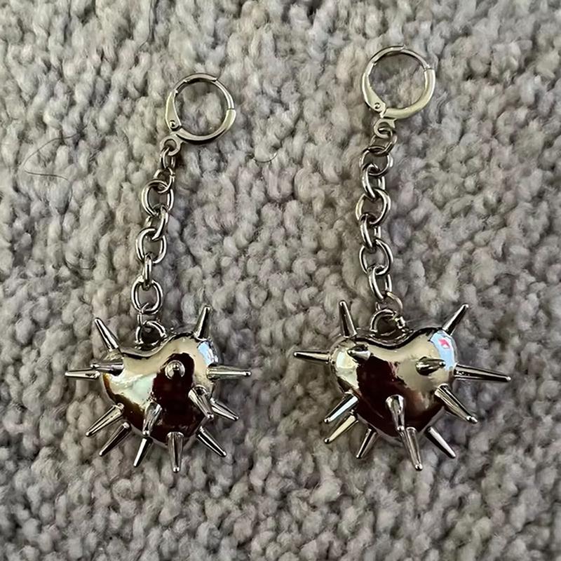 Готические Серьги-подвески с шипами и кисточками для женщин Y2K Панк Шипы Шипастое сердце Серьги-капли Гранж Мода Эмо Украшения onesize